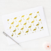 黄色金ゴールドフラミンゴフェイクメタリックフォイル熱帯 長方形シール (封筒)