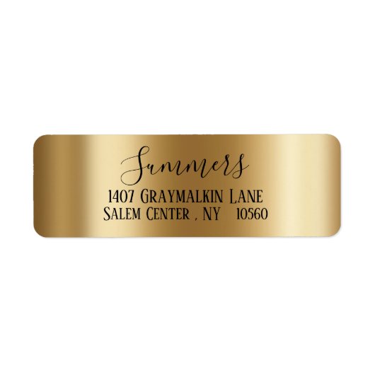 黄色金ゴールドブラシ仕上げメタルスクリプトアドレス ラベル (正面)