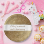 黄色金ゴールドブレンドパーソナライズされた記念日プレート ペーパープレート (パーティー)