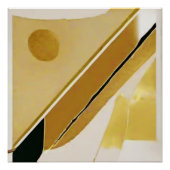 黄色金ゴールドミニマルモダン抽象芸術 ポスター (正面)