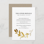 黄色金ゴールド動物水色リース結婚詳細 エンクロージャーカード (正面/裏面)