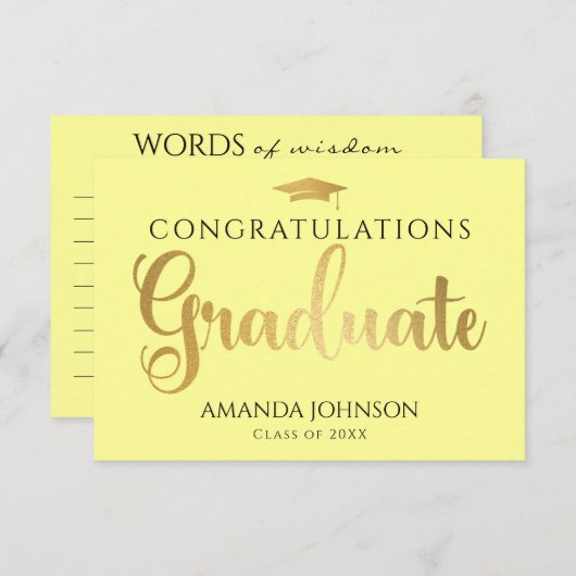 黄色金ゴールド大学院博士課程修了 エンクロージャーカード (正面/裏面)