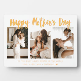 黄色金ゴールド書道3写真母の日 フォトプラーク