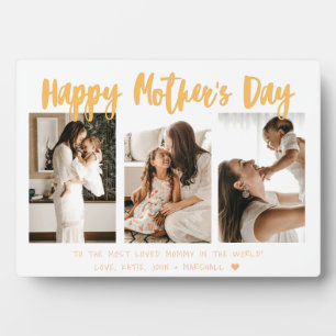 黄色金ゴールド書道3写真母の日 フォトプラーク