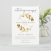 黄色金ゴールド紅葉リース悔やみや弔慰記念物 サンキューカード (スタンド正面)