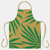 黄色金ゴールド緑葉部葉部模様アフリカ エプロン (正面)