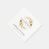 黄色金ゴールド葉リース任意の年25周年 スタンダードカクテルナプキン (角)