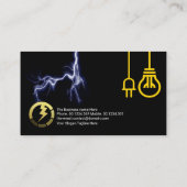 黄色電球の電源プラグ（青）の稲妻電気技師 名刺 (裏面)