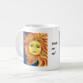 、黄色青い、月の日曜日の芸術オレンジマグは、カスタマイズ コーヒーマグカップ (正面左)