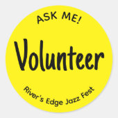 黄色頼いMeボランティアバッジ ラウンドシール (正面)