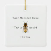 黄色飛んでいるハニカムカスタム セラミックオーナメント (裏面)