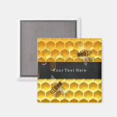 黄色飛んでいるハニカムカスタム マグネット (正面/裏面)