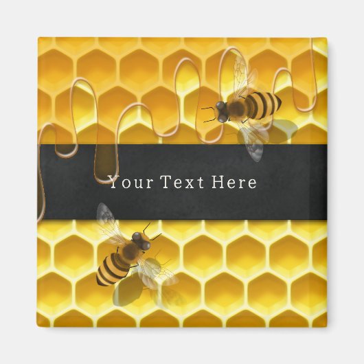 黄色飛んでいるハニカムカスタム マグネット (正面)