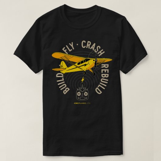 黄色飛行機RC飛行機モデル航空機ビルドフライクラ Tシャツ (デザイン正面)