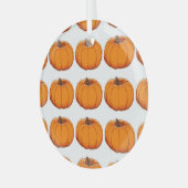 黄色鮮やかいカボチャイラストレーション。 ガラスオーナメント (正面左)