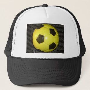 黄色鮮やかと黒のサッカー(サッカー)アート キャップ