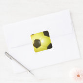 黄色鮮やかと黒のサッカー(サッカー)アート スクエアシール (封筒)