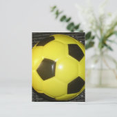 黄色鮮やかと黒のサッカー（サッカー）アート ポストカード (スタンド正面)