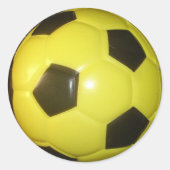 黄色鮮やかと黒のサッカー(サッカー)アート ラウンドシール (正面)