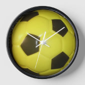 黄色鮮やかと黒のサッカー(サッカー)アート 壁時計 (正面)