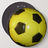 黄色鮮やかと黒のサッカー(サッカー)アート 缶バッジ (正面&裏面)