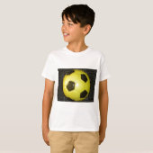 黄色鮮やかと黒のサッカー(サッカー)アート Tシャツ (正面フル)