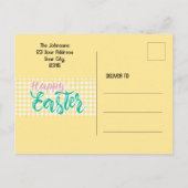 黄色鮮やかの背景ポストカードのハッピーイースター ポストカード (裏面)