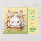 黄色鮮やかの背景ポストカードのハッピーイースター ポストカード (正面)