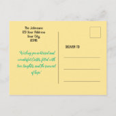 黄色鮮やかの背景ポストカードのハッピーイースター ポストカード (裏面)