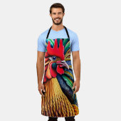 黄色鮮やかの雄鶏 エプロン (着用した状態)