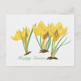 黄色鮮やかクロッカスフラワーハッピーイースター シーズンポストカード
