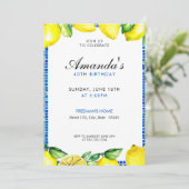 黄色鮮やか水彩レモン40th誕生日 招待状 (スタンド正面)