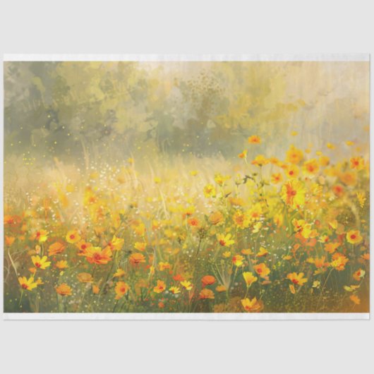 黄色鮮やか野花印象派デコページ 薄葉紙 (正面)