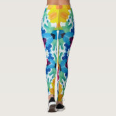 黄色鮮やか、ピンク、およびブルーの絞り染め爆発 レギンス (裏面)