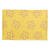 黄色鮮やかY2Kワイルドフラワーはっきりしたレトロ春 枕カバー (裏面)