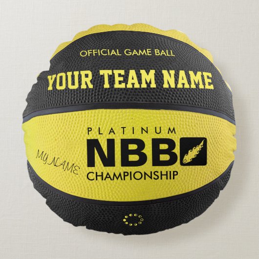 黄色黒い公式のゲームの枕 ラウンドクッション (正面)