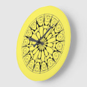 黄色黒曼荼羅 ラージ壁時計 (傾斜)