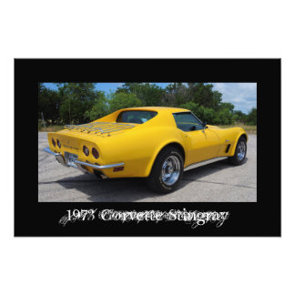 黄色1973コルベットStingray C3 フォトプリント