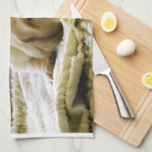 黄色2匹の子犬 キッチンタオル (四つ折り)