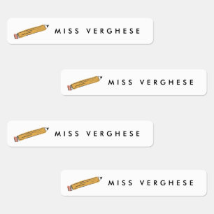 黄色2鉛筆先生名パーソナライズされた ラベル