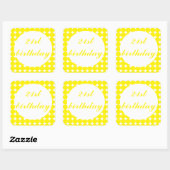 黄色21歳の誕生日文字サークル正方形ステッカー スクエアシール (シート)