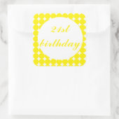 黄色21歳の誕生日文字サークル正方形ステッカー スクエアシール (バッグ)