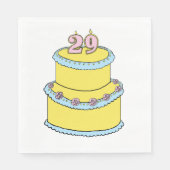 黄色29お誕生日ケーキとピンクローズ スタンダードランチョンナプキン (正面)