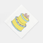 黄色29お誕生日ケーキとピンクローズ スタンダードランチョンナプキン (角)