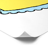 黄色29お誕生日ケーキとピンクローズ ポスター (角)