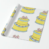 黄色29お誕生日ケーキとピンクローズ ラッピングペーパー (アンロールド)