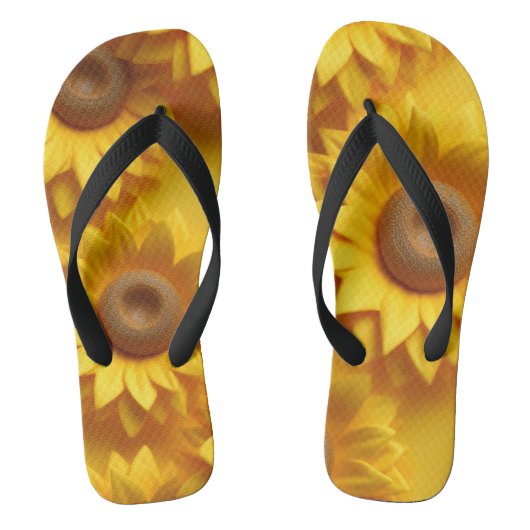 黄色3Dひまわりビーチサンダル ビーチサンダル (フットベッド)