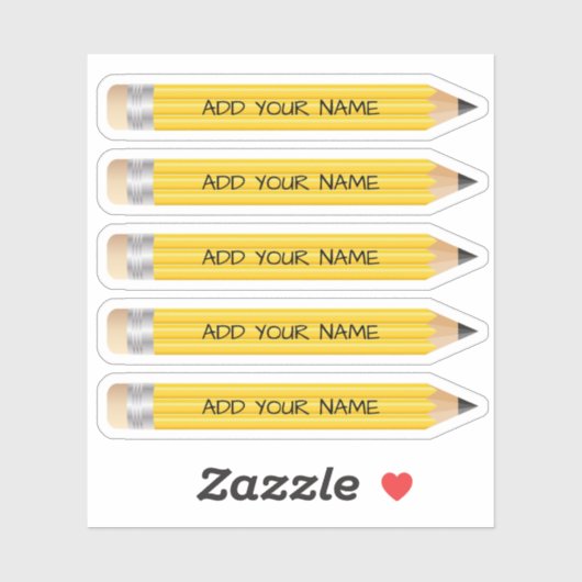 黄色3D鉛筆名カスタム付きビニールシール シール (シート)