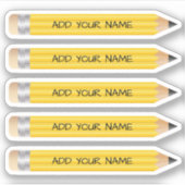 黄色3D鉛筆名カスタム付きビニールシール シール (正面)