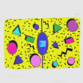 黄色80sメンフィス抽象芸術スタイルレトロシームレス ゴルフタオル (横)